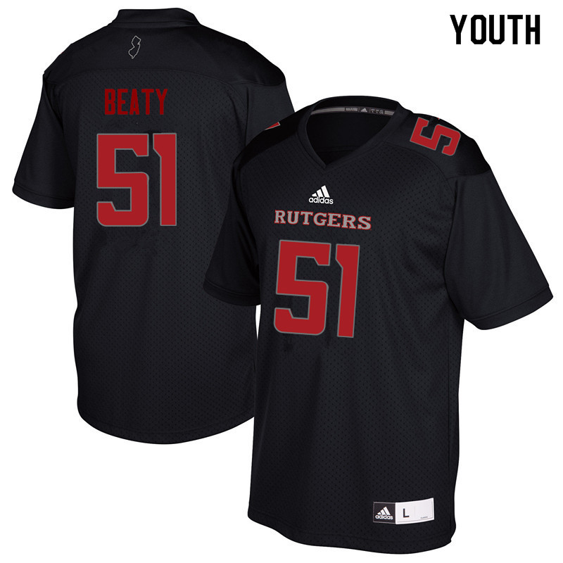 Youth #51 Jamaal Beaty Rutgers Scarlet Knights College Football Jerseys Sale-Black - Click Image to Close
